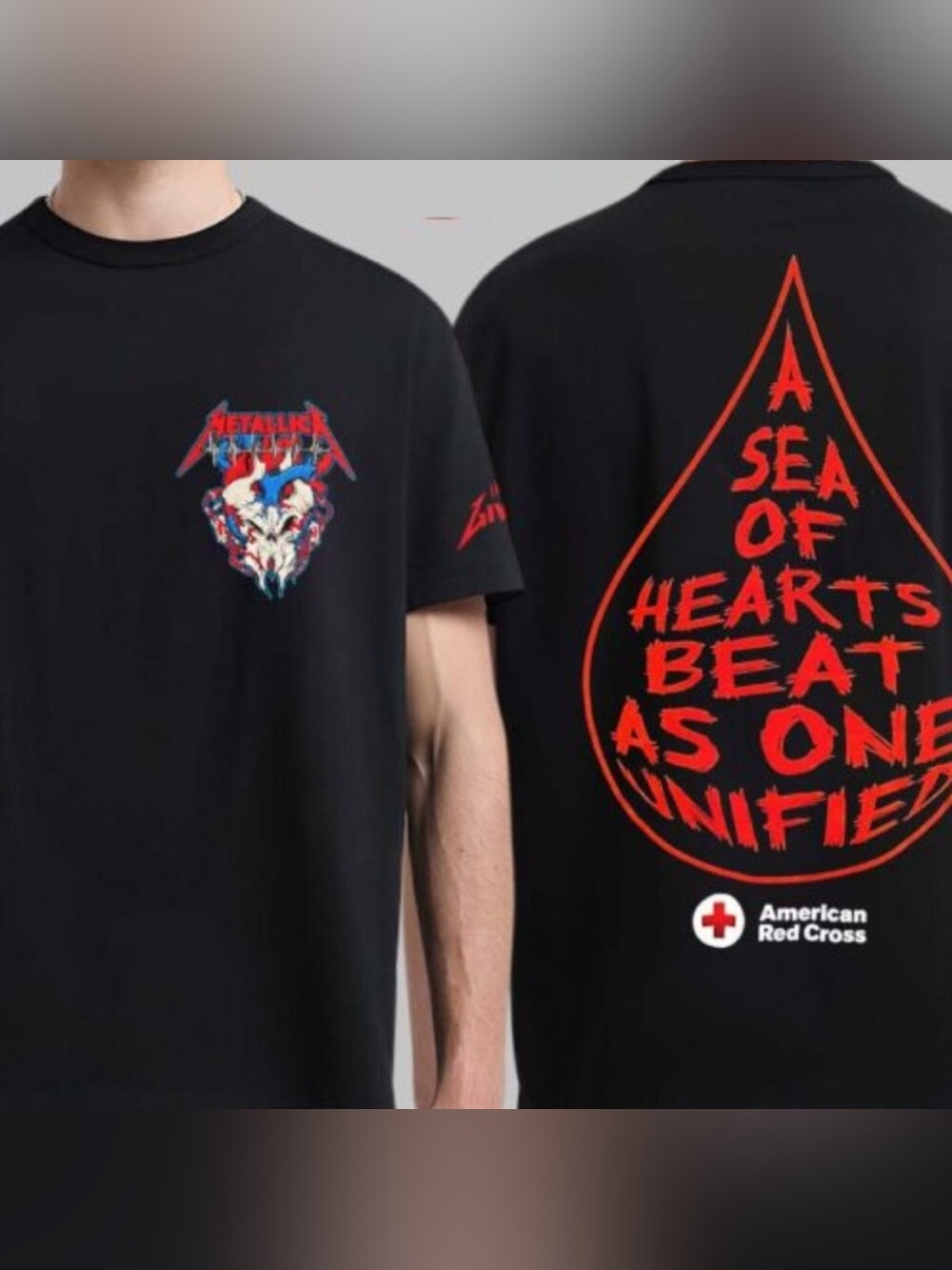 Metallica x American Red Cross XXL tshirt NEW unworn 100% cotton‎